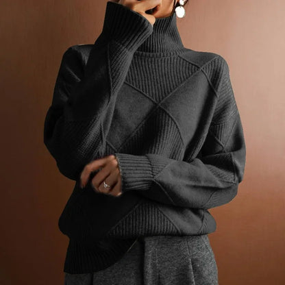 Cozy Women's Turtleneck Jumper - Soft Chunky Knit - Luxicro