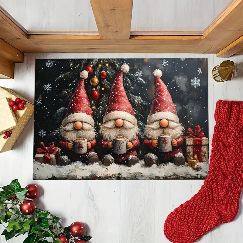 Festive Holiday Welcome Door Mat Indoor Entrance Rug