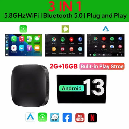 Smart Car Play Adapter 3-in-1 WiFi Streaming Box
