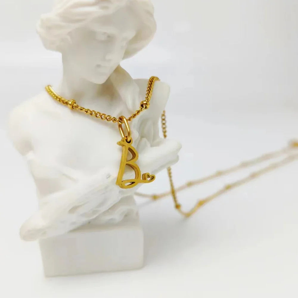 Dainty Astral Chain Letter Heart Pendant