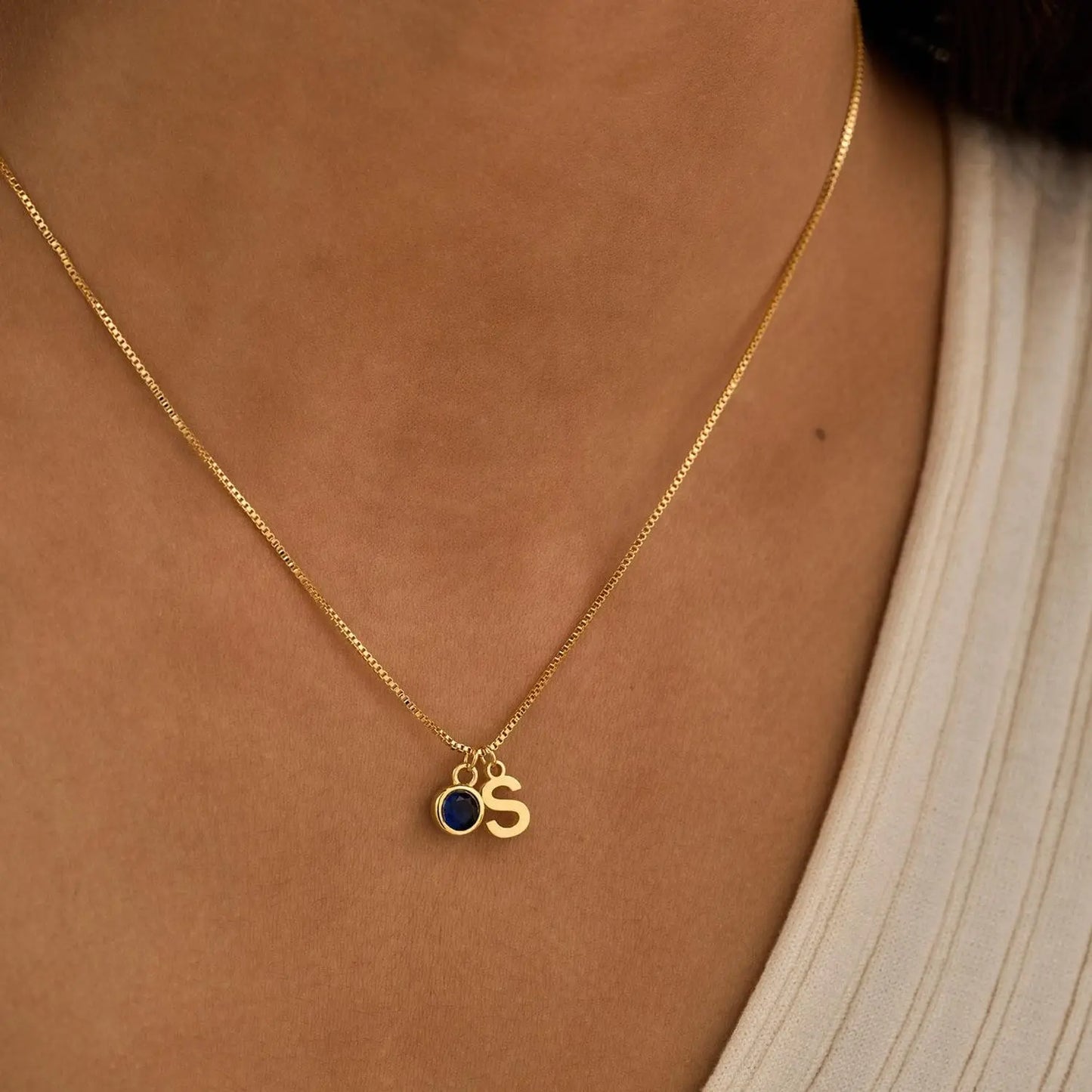 Personalized Gemstone Initial Pendant Necklace