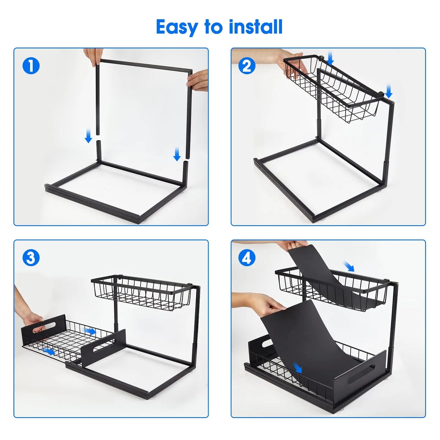 Space Saving 2 Tier Under Sink Storage Cabinet