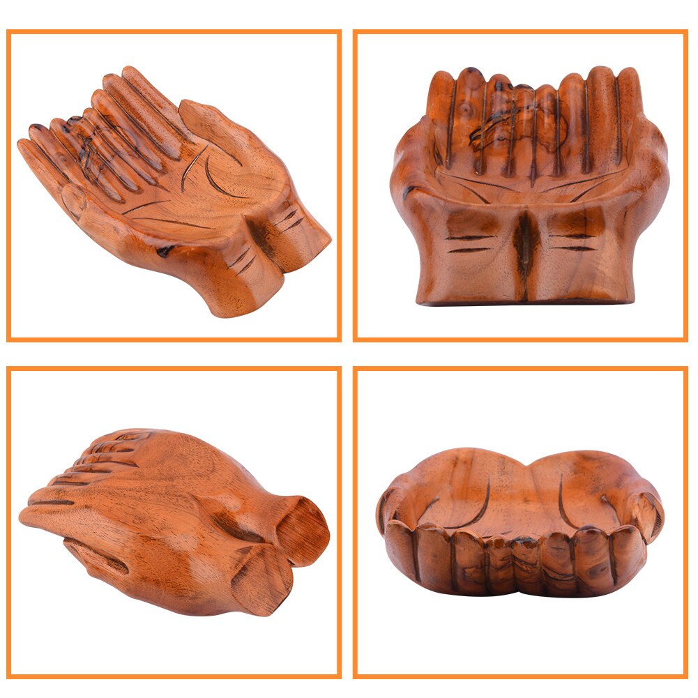 Unique Wood Prayer Hand Candy Bowl Home Decor