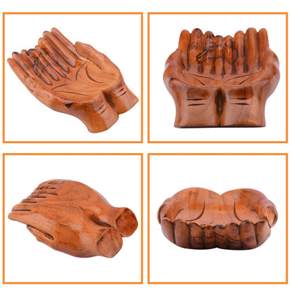 Unique Wood Prayer Hand Candy Bowl Home Decor