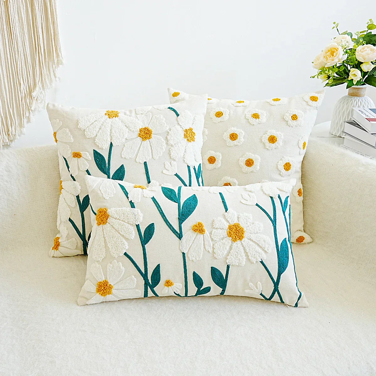 Colorful Flower Pattern Sofa Pillow Cover
