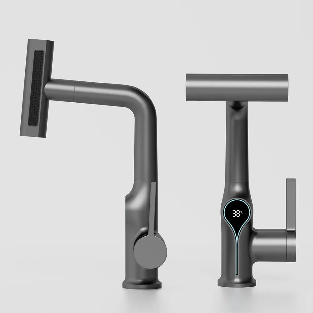 Stylish Touchscreen Bathroom Faucet with Spray Head