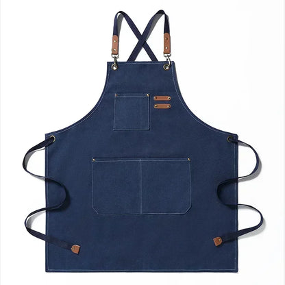 Practical Adjustable Cross Back Apron With Pockets