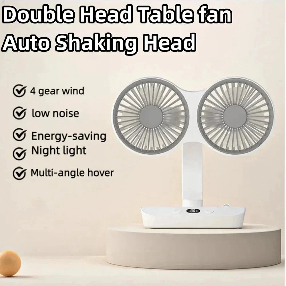 Compact Battery Powered Desk Fan with LCD Screen