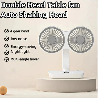 Compact Battery Powered Desk Fan with LCD Screen