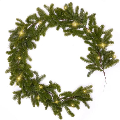 Premium Artificial Pine Christmas Garland with LED Lights