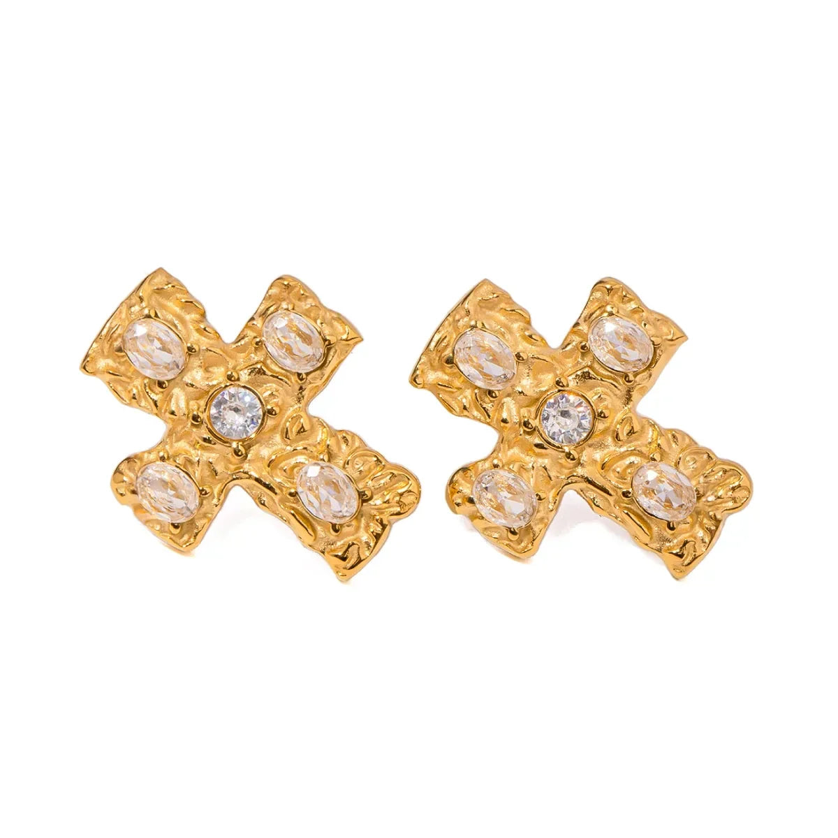 Elegant Gold Cross Drop Earrings
