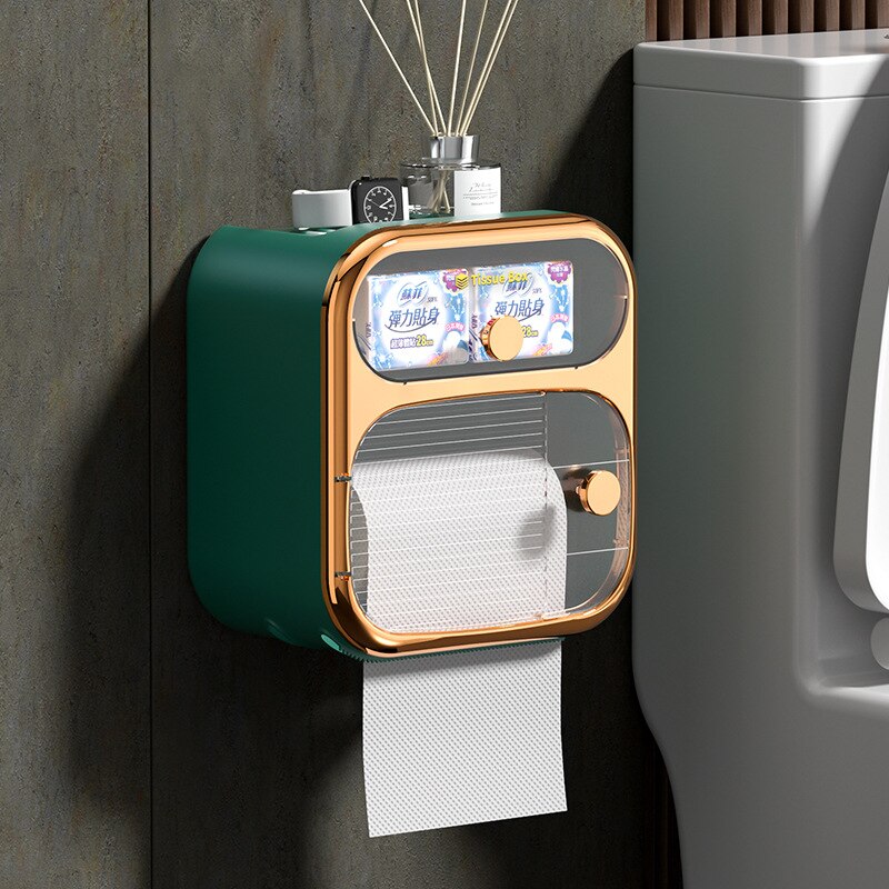 Compact Toilet Paper Roll Holder Storage Container