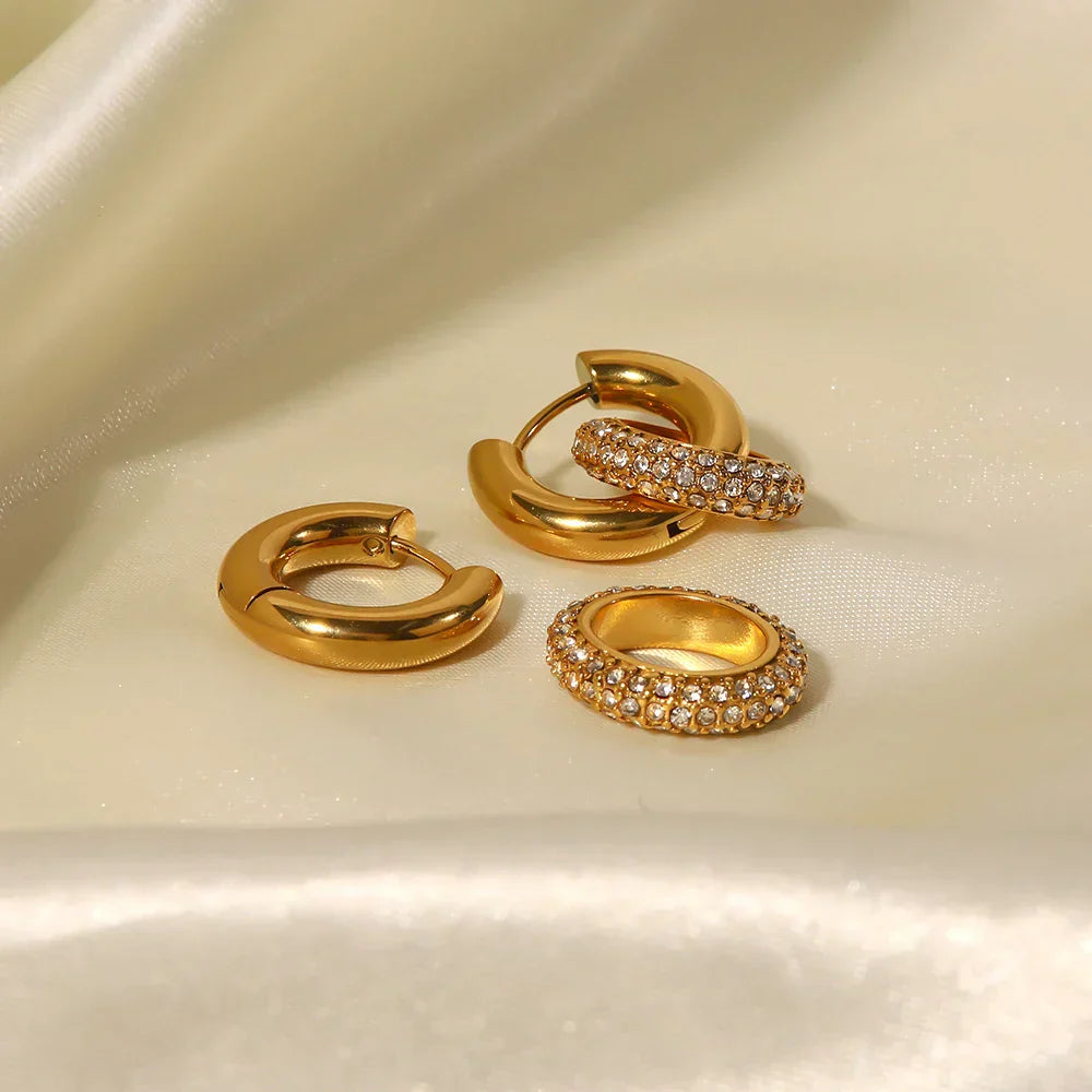 Luxurious 18k Gold Diamond Dangle Hug Earrings