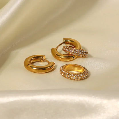 Luxurious 18k Gold Diamond Dangle Hug Earrings
