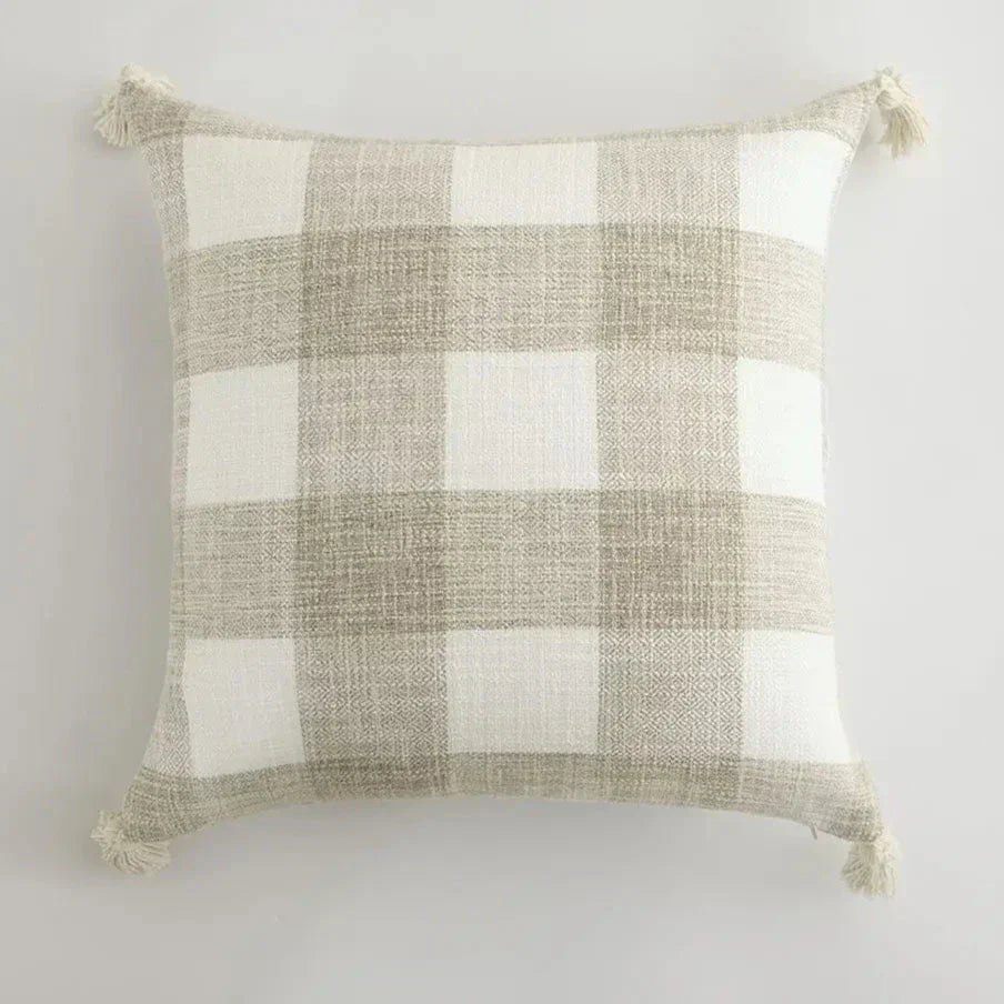 Decorative Throw Pillow Cover with Colorful Tassels