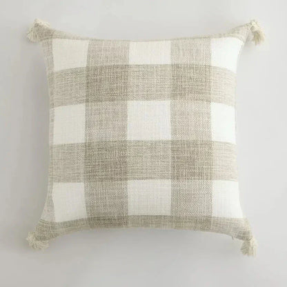 Decorative Throw Pillow Cover with Colorful Tassels