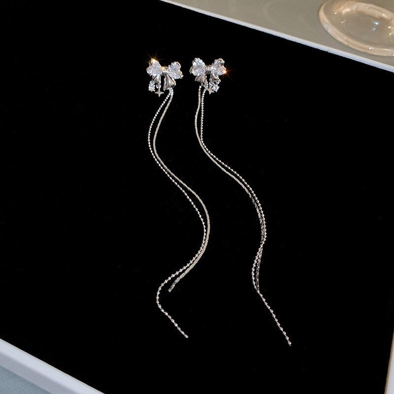 Delicate Wing Shaped Zircon Drop Earrings