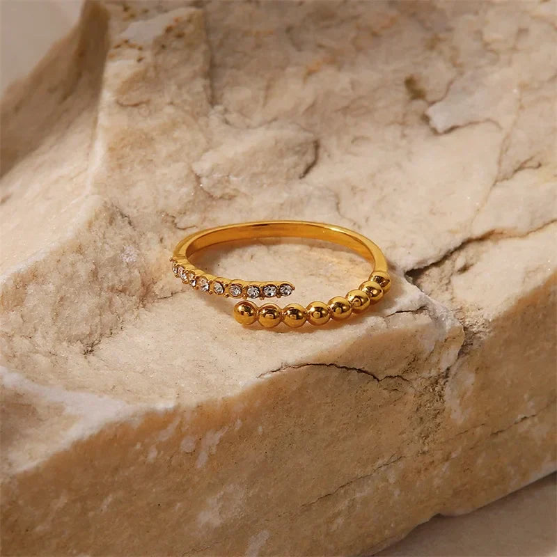 Premium 18k Stone Beaded Ring - Luxicro