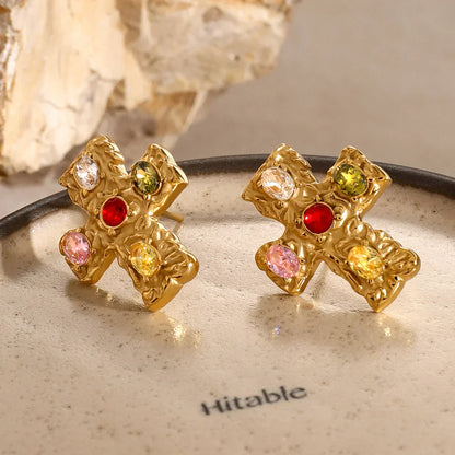 Elegant Gold Cross Drop Earrings