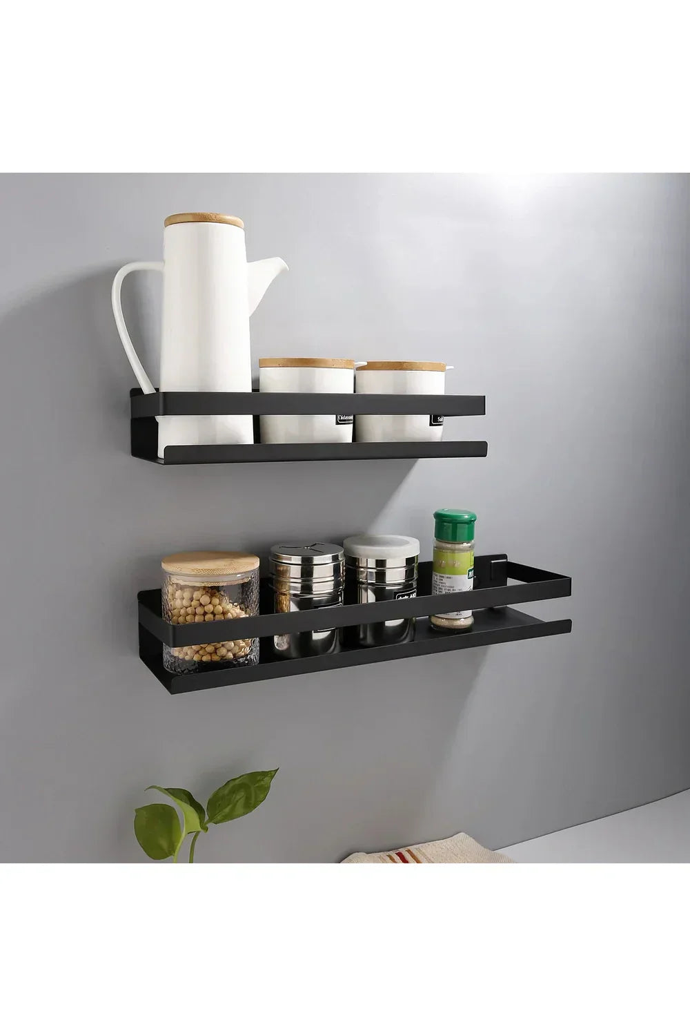 Modern Floating Black Storage Shelves