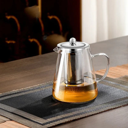 Big Glass Tea Pot with Metal Strainer