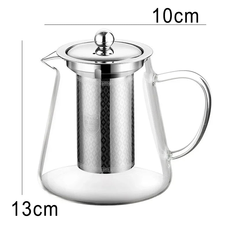 Big Thermal Glass Teapot with Metal Strainer