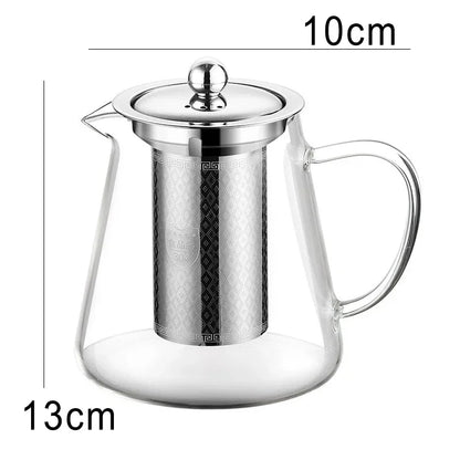 Big Thermal Glass Teapot with Metal Strainer