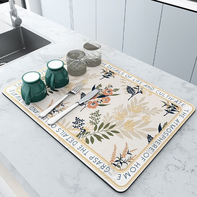Grip Kitchen Rug for Drying Dishes Securely