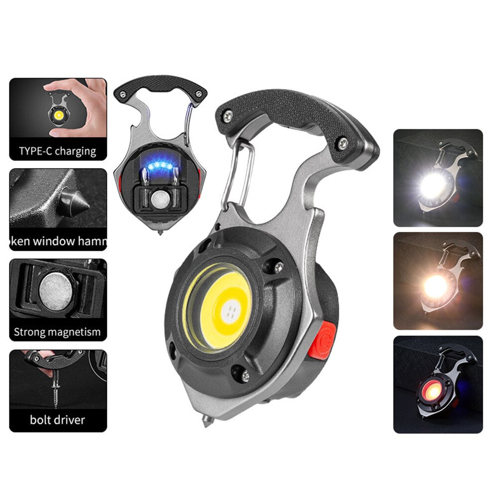 Compact Multi Tool LED Flashlight Keychain