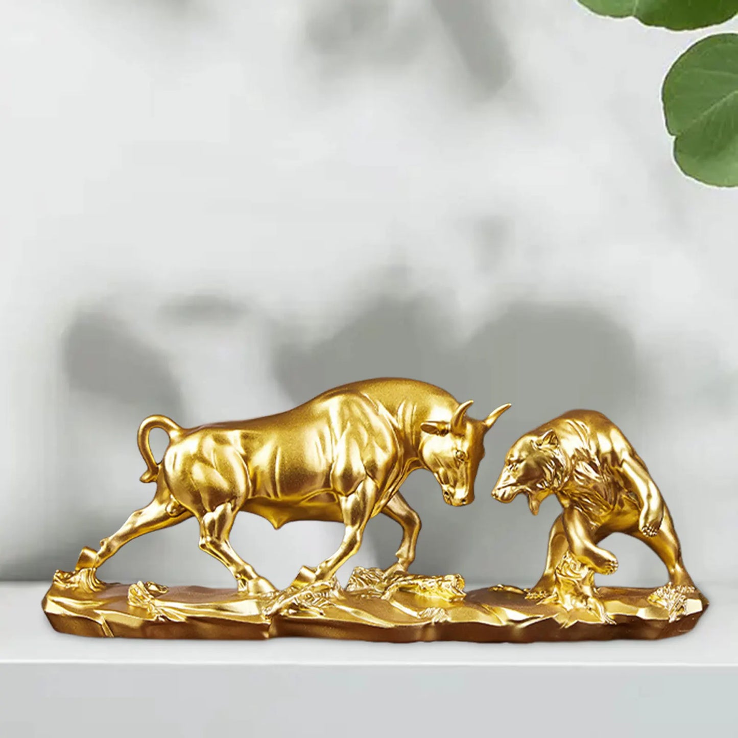 Decorative Bear and Bull Figurine Set
