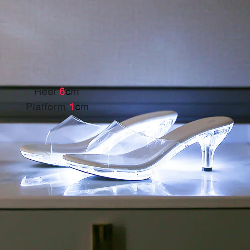Shiny Transparent Heel LED Shoes