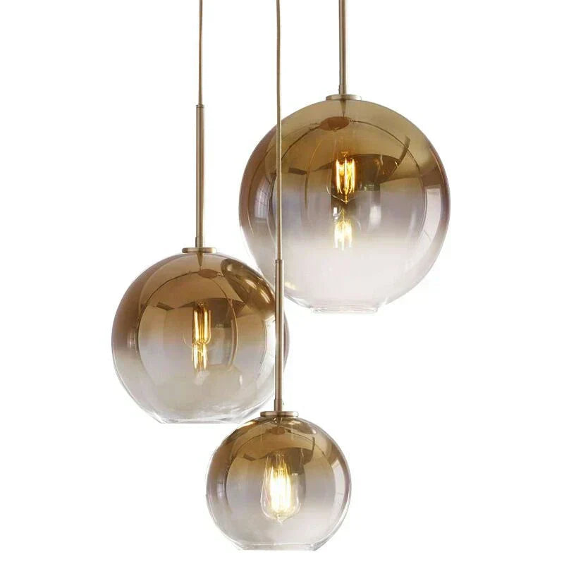 Luxury Gold Tone Glass Globe Chandelier
