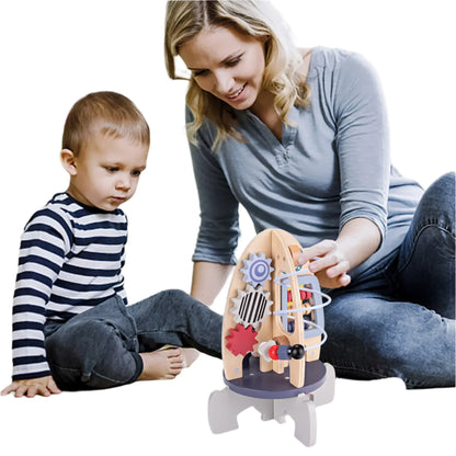 Fun Childrens Space Wooden Activity Cube - Luxicro