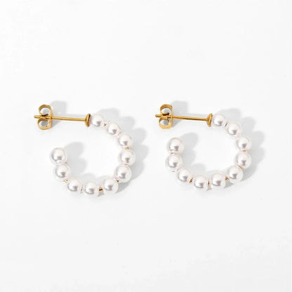 Elegant Simple White Pearl Stud Earrings
