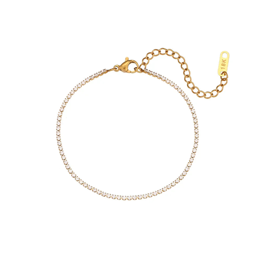 Dainty 2mm Slim Chain Bracelet Necklace Set