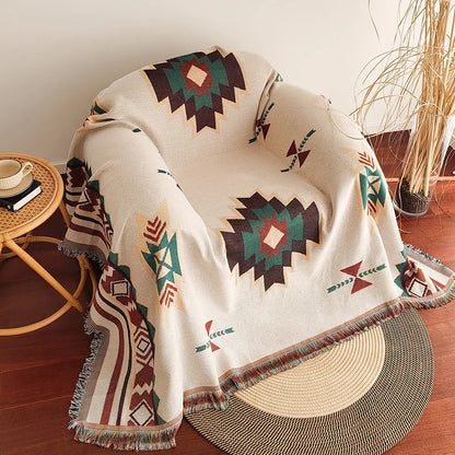 Big Tribal Print Blanket with Fringe