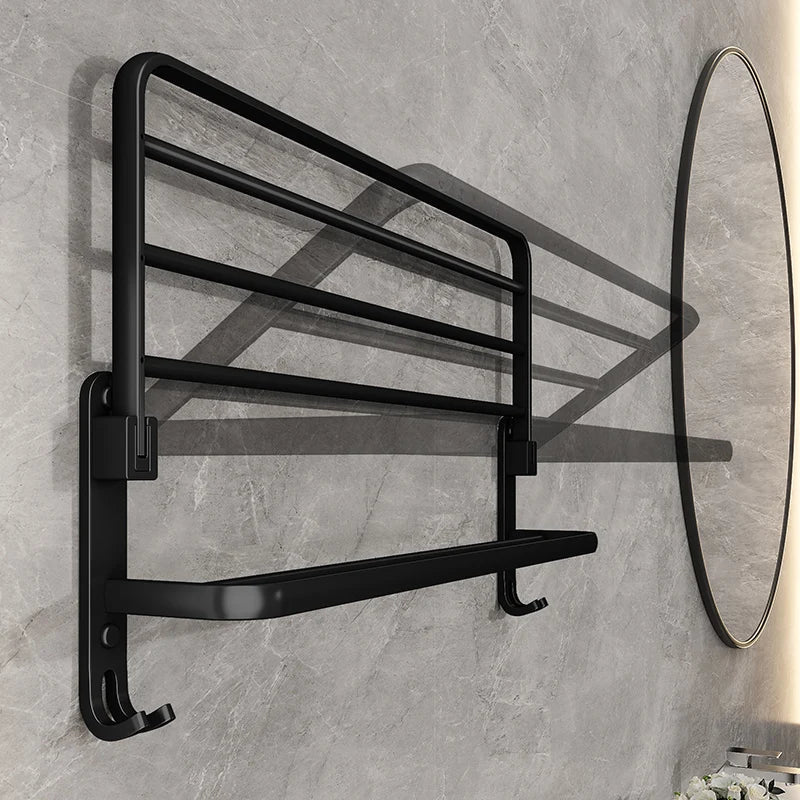 Compact Wall Mount Foldable Bathroom Towel Rack