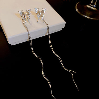 Delicate Wing Shaped Zircon Drop Earrings - Luxicro