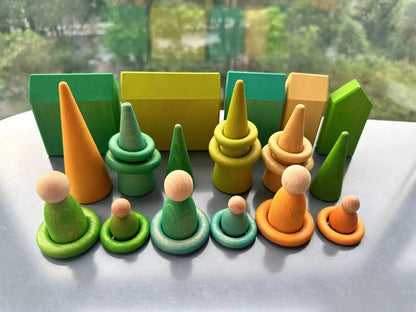Colorful Wood Stacking Blocks Toy Set for Kids