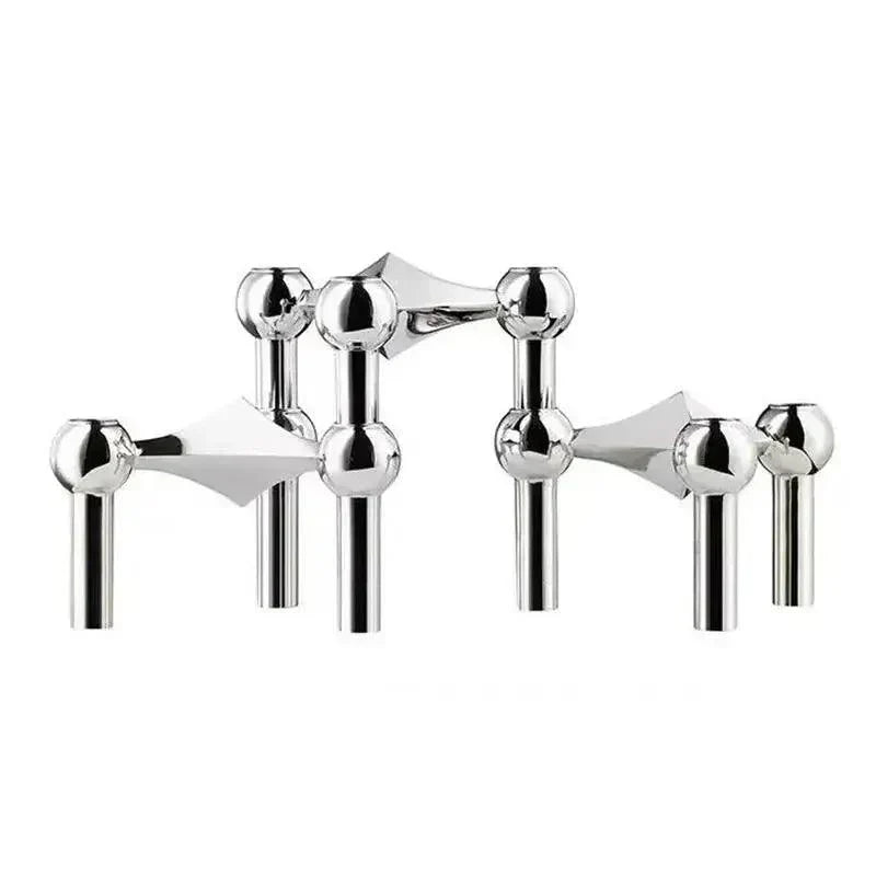 Sleek Metal Candle Holder - Contemporary Silver Stand