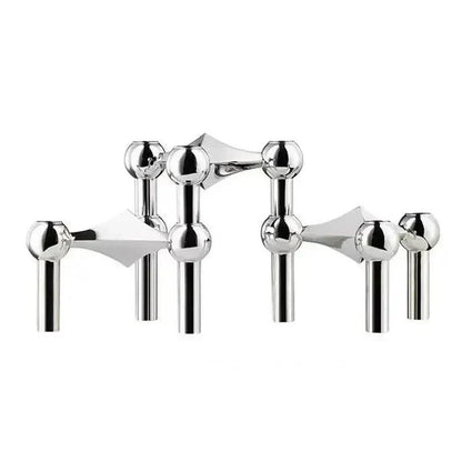 Sleek Metal Candle Holder - Contemporary Silver Stand