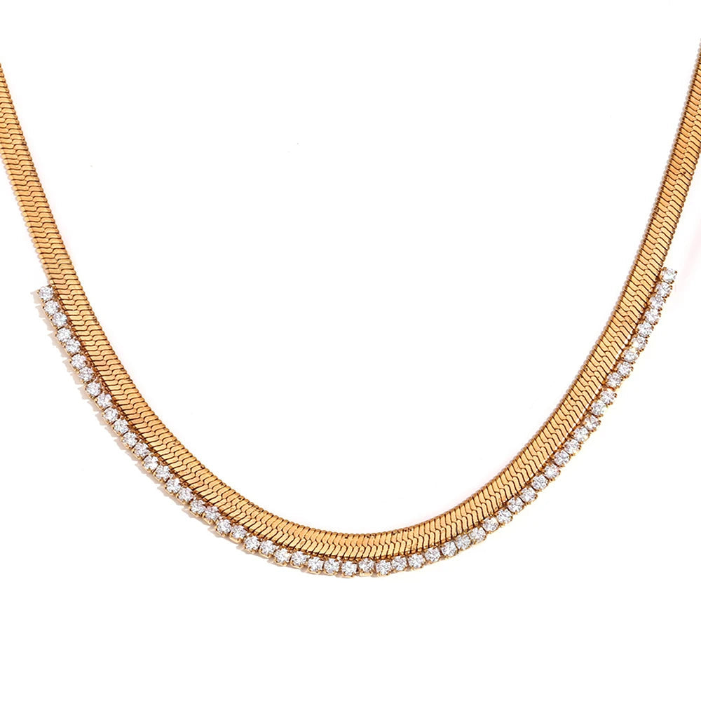 Timeless Chevron Glitter Silver Necklace - Luxicro