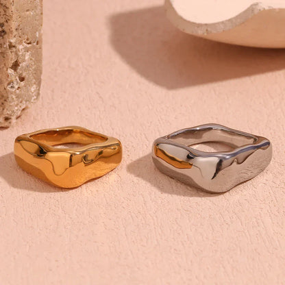 Elegant Metallic Designed Square Ring