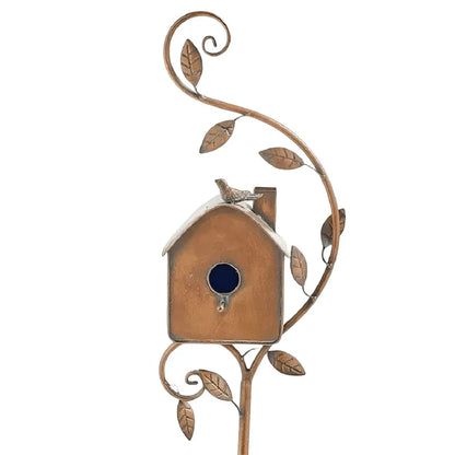 Rustic Metal Birdhouse with Double Entrance