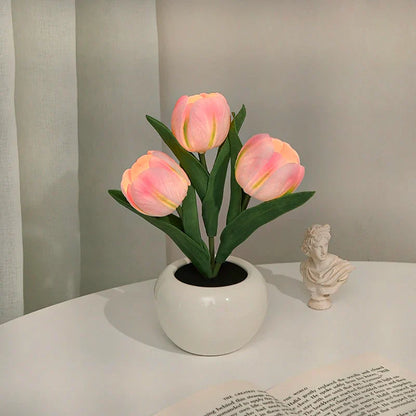 Warm LED Floral Table Lamp Soft Home Lighting