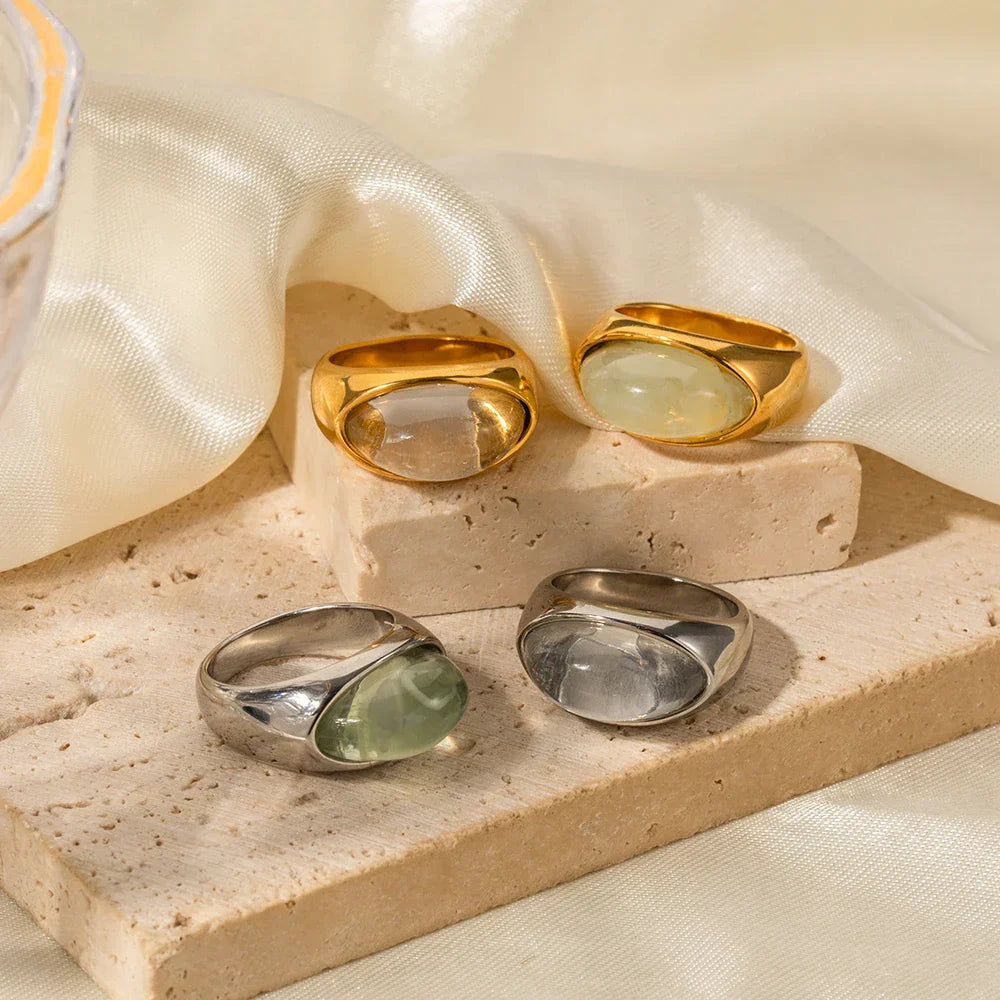 Luxurious Oval Stone Ring Collection
