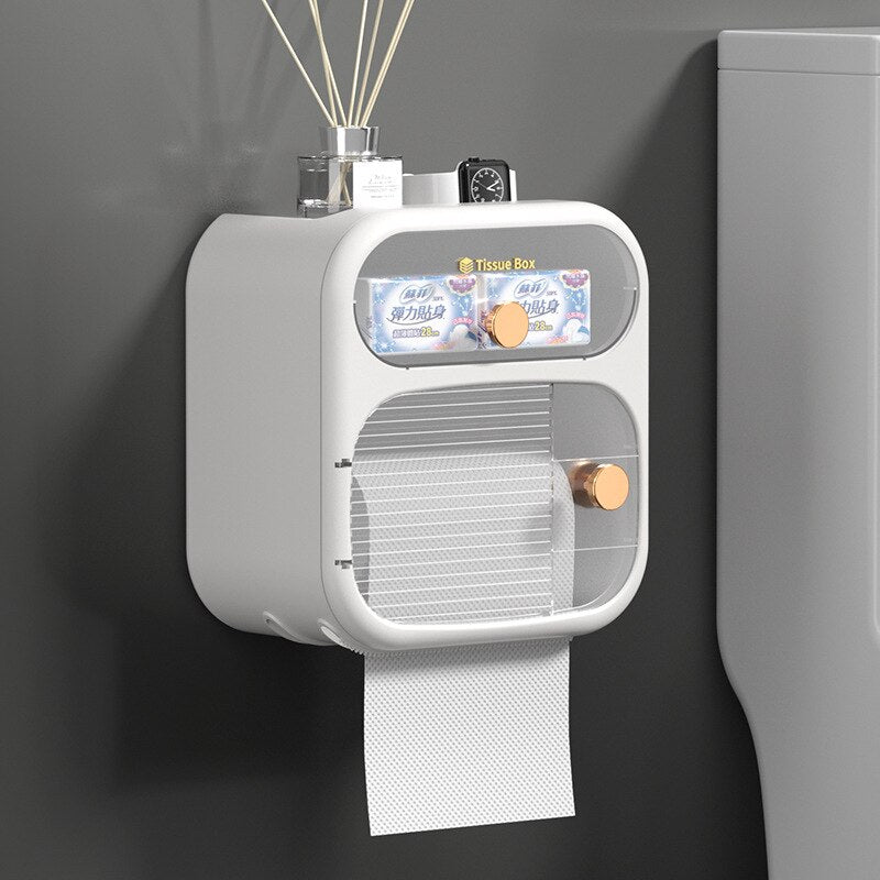 Compact Toilet Paper Roll Holder Storage Container