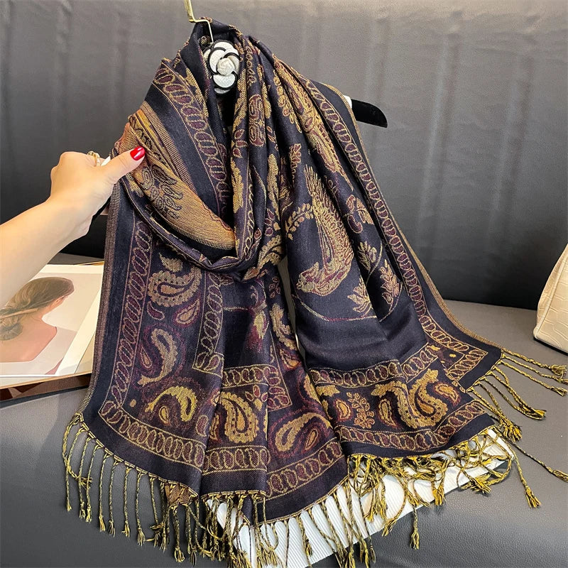 Soft Cashmere Women's Scarf with Warm Luxury Print