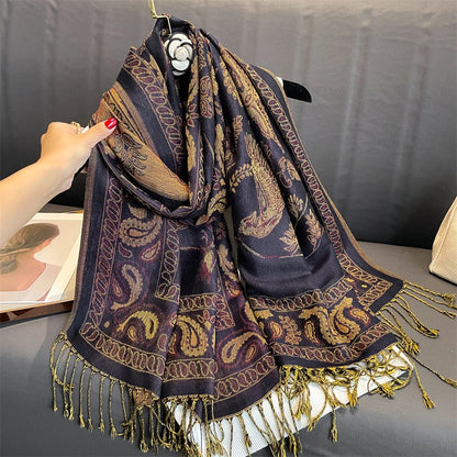 Soft Cashmere Women's Scarf with Warm Luxury Print