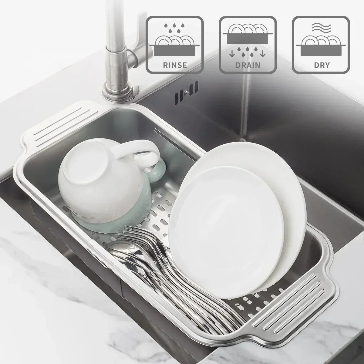 Compact Kitchen Stainless Steel Vegetable Colander Basket